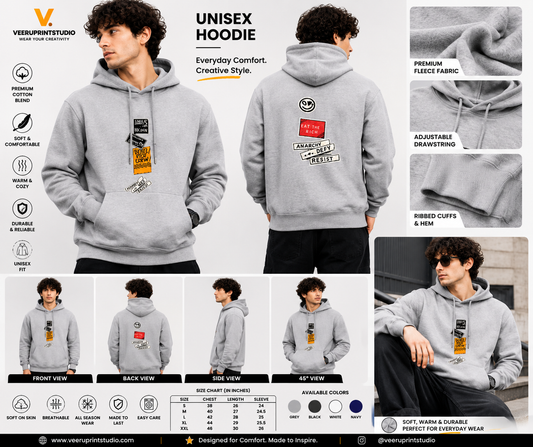 Unisex Graphic Hoodie, Eat the Rich Anarchy Design , VeeruPrintStudio